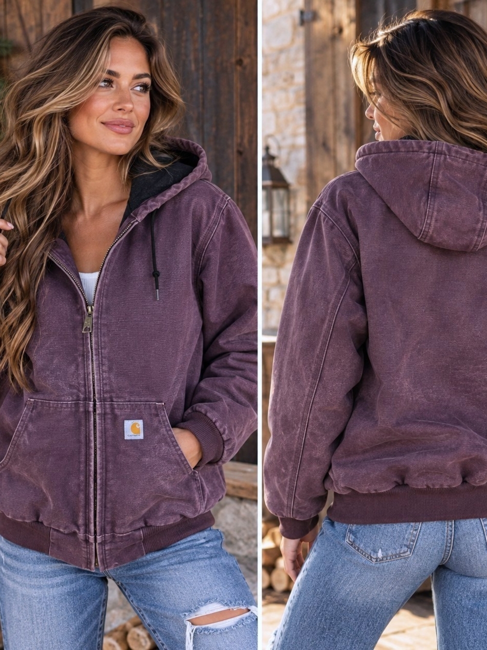 Carhartt Quilted Sz M Active Jacket Deep Plum WJ130 DPM Workwear Coat Gorpcore